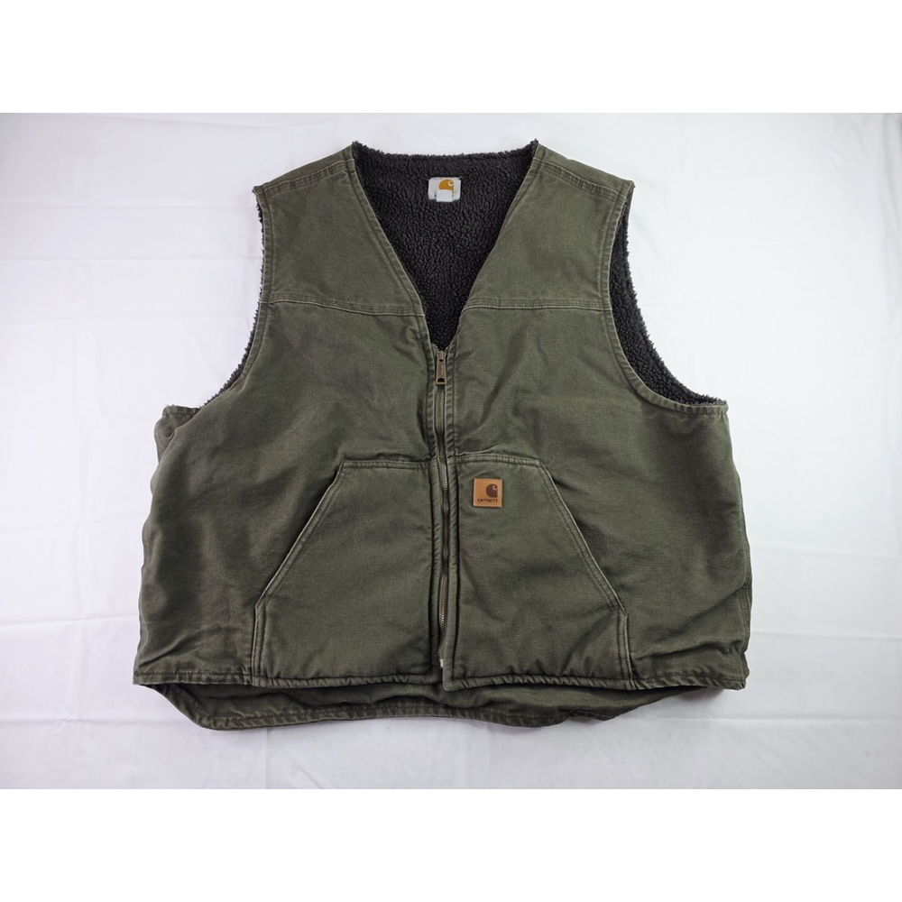 Carhartt Olive Green Sherpa-Lined Work Vest